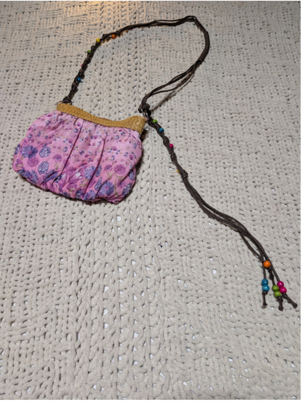 Women's Unbranded Floral Crossbody Bag, One Size, Pink and Brown